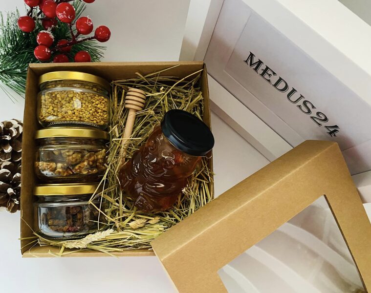Dāvanu komplekts 120ml medus lācītis, mazā medus karote